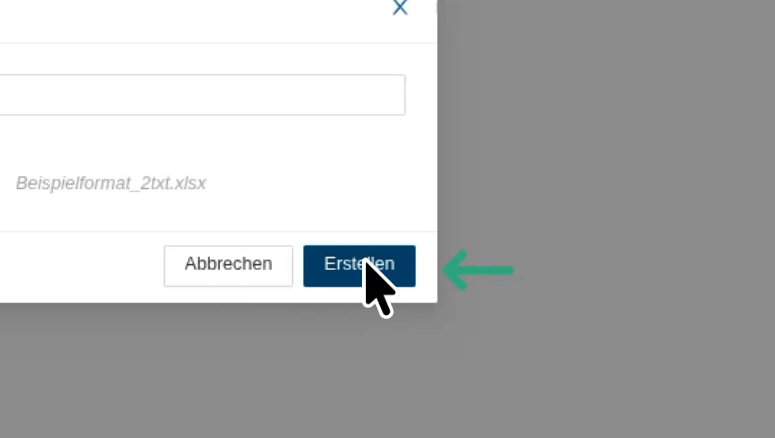 Dialog mit ausgewähltem Dateinamen und markiertem Erstellen-Button.